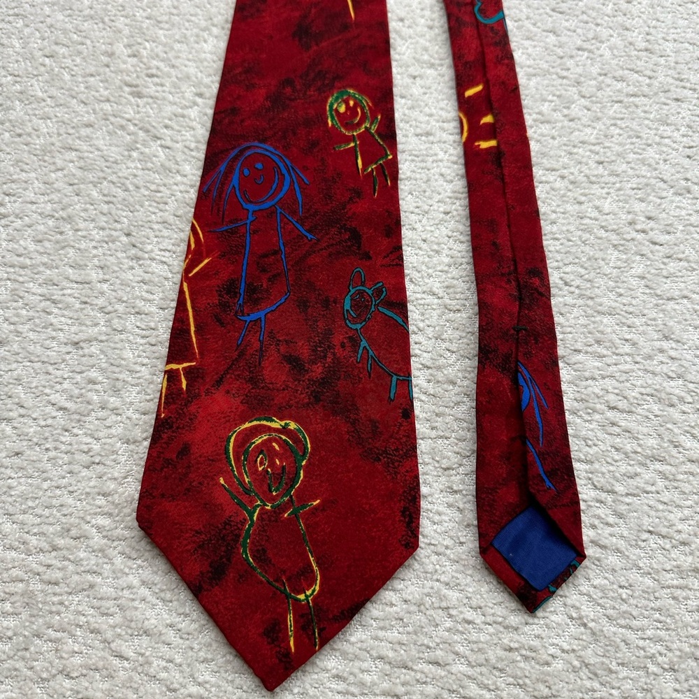 Save The Children Men’s Red Necktie 100% Silk MADE IN USA